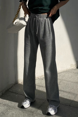 Straight Leg Seam Elastic Waist Sports Pants