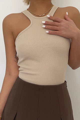 Ribbed Knit Solid Vest Tops