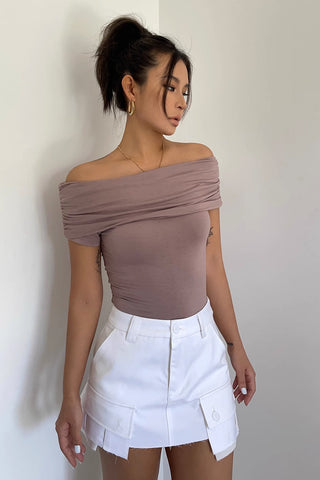 Ruffle Neck Off Shoulder Tops