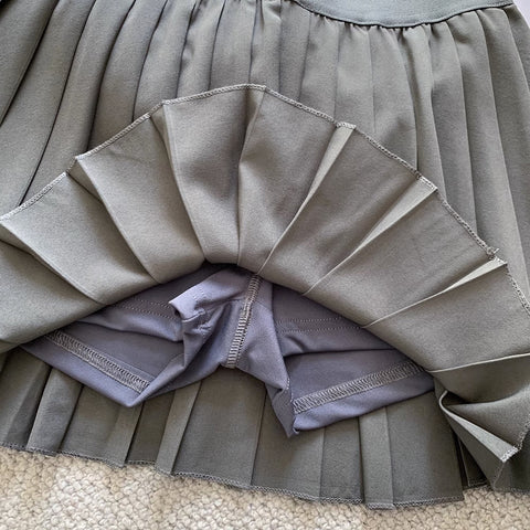 Solid A-Line Pleated Mini Skirt