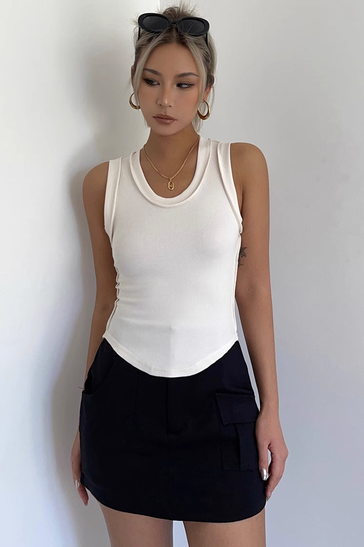 Solid Asymmetrical Hem Cami Vest Tops