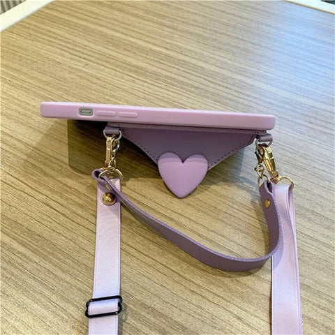 Crossbody Lanyard Halskette Gurt Kartenhalter Lila Hülle für iPhone 11 12 13 14 15 Münzbörse Hülle