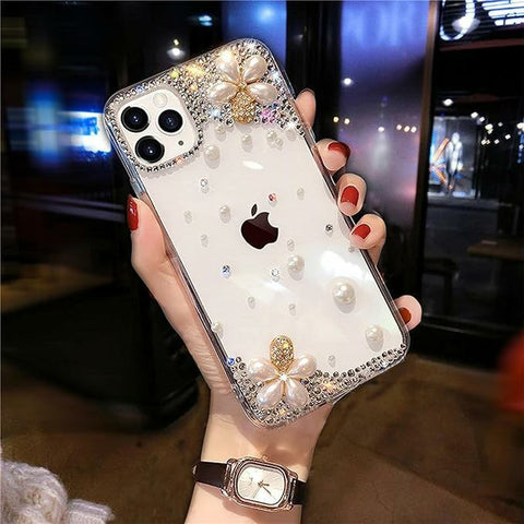 For Iphone Crystal Rhinestone Case Luxury Bling Glitter Cover Shiny Diamond Girls Kids Floristic Phone Case For Iphone 11 12 13 14 15