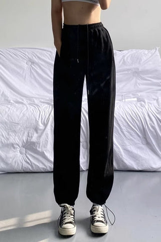 Drawstring Waist Seam Elastic Waist Sports Pants