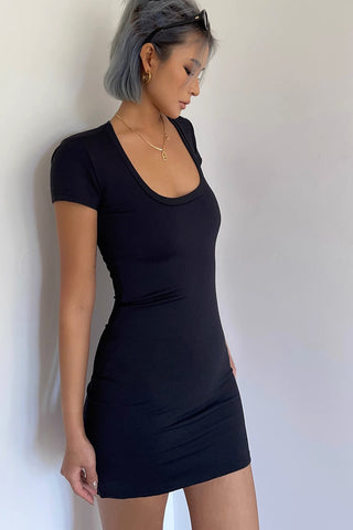 Solid Short Sleeve Bodycon Dress