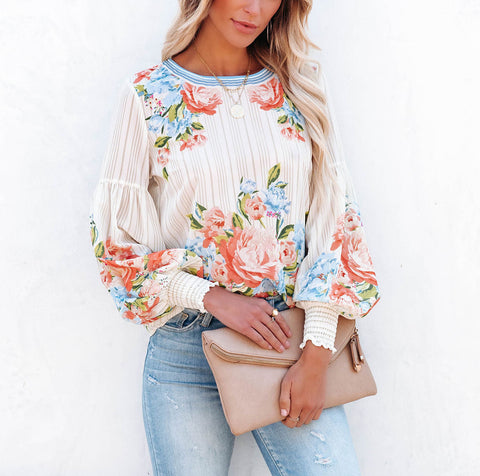 Valencia Rose Printed Blouse - Pink Multi