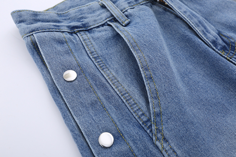 Snap Button Jeans - Medium Blue Wash