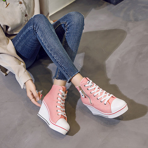 Step It Up Faux Leather Wedge Sneakers