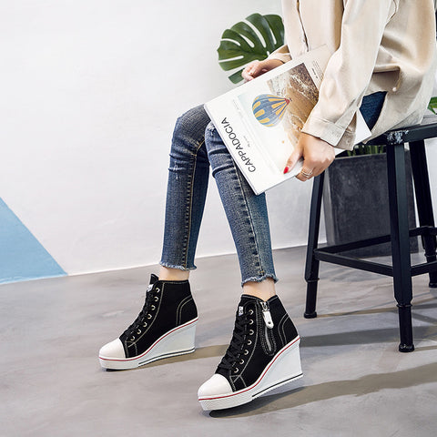 Step It Up Faux Leather Wedge Sneakers