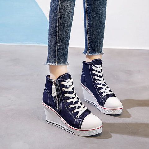 Step It Up Faux Leather Wedge Sneakers