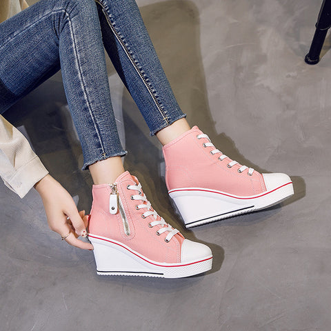 Step It Up Faux Leather Wedge Sneakers