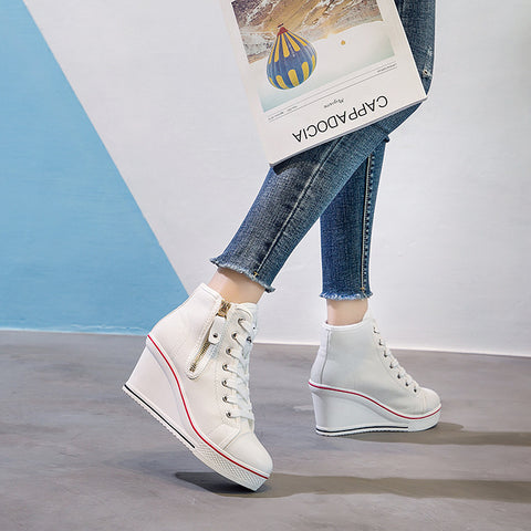 Step It Up Faux Leather Wedge Sneakers