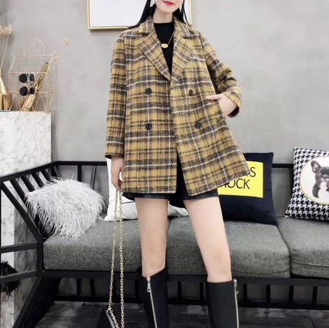 Stan Pocketed Plaid Coat - Midnight Navy