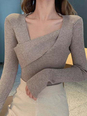 Irregular Wide V-Neck Sweaters