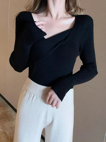 Irregular Wide V-Neck Sweaters