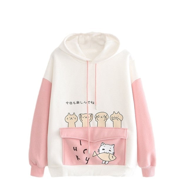 Anime Katze Fisch Spielen Japanischen Themen Coole Hoodies