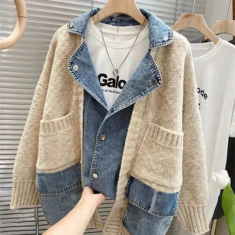 Knitted Cardigan Cover Cool Denim Jacket