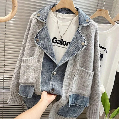 Knitted Cardigan Cover Cool Denim Jacket