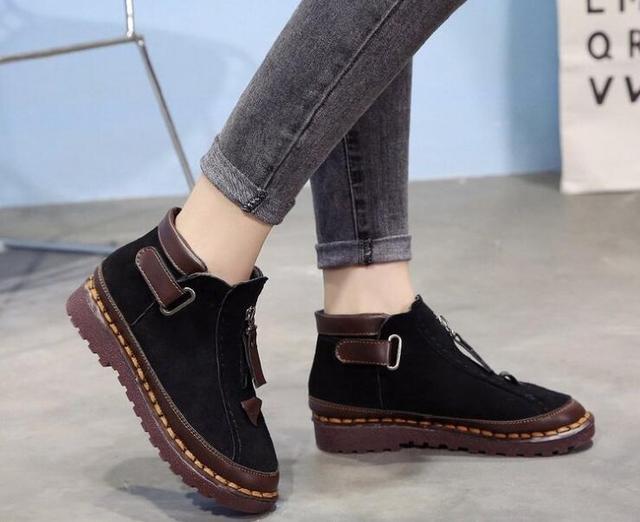 Casual Hook & Loop Closure Zipper Design Ankle Boots