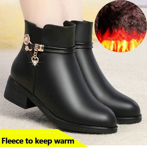 Warm Plush Inside Zipper Black Boots