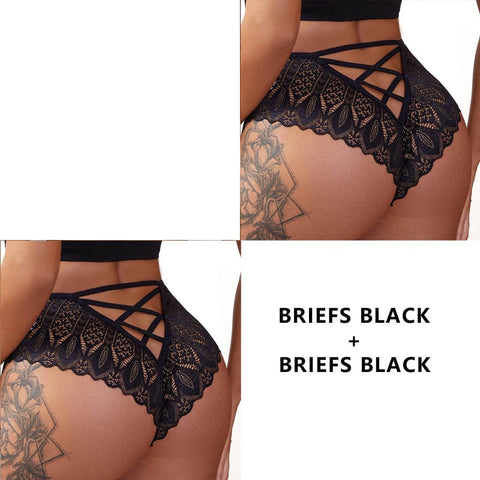 2PCS/Set New Panties Lace Underwear Low-Waist Briefs Hollow Out G String Underpant Embroidery Female Lingerie