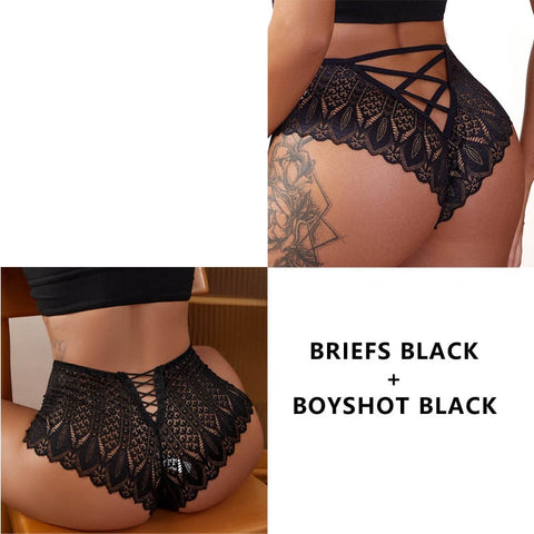 2PCS/Set New Panties Lace Underwear Low-Waist Briefs Hollow Out G String Underpant Embroidery Female Lingerie