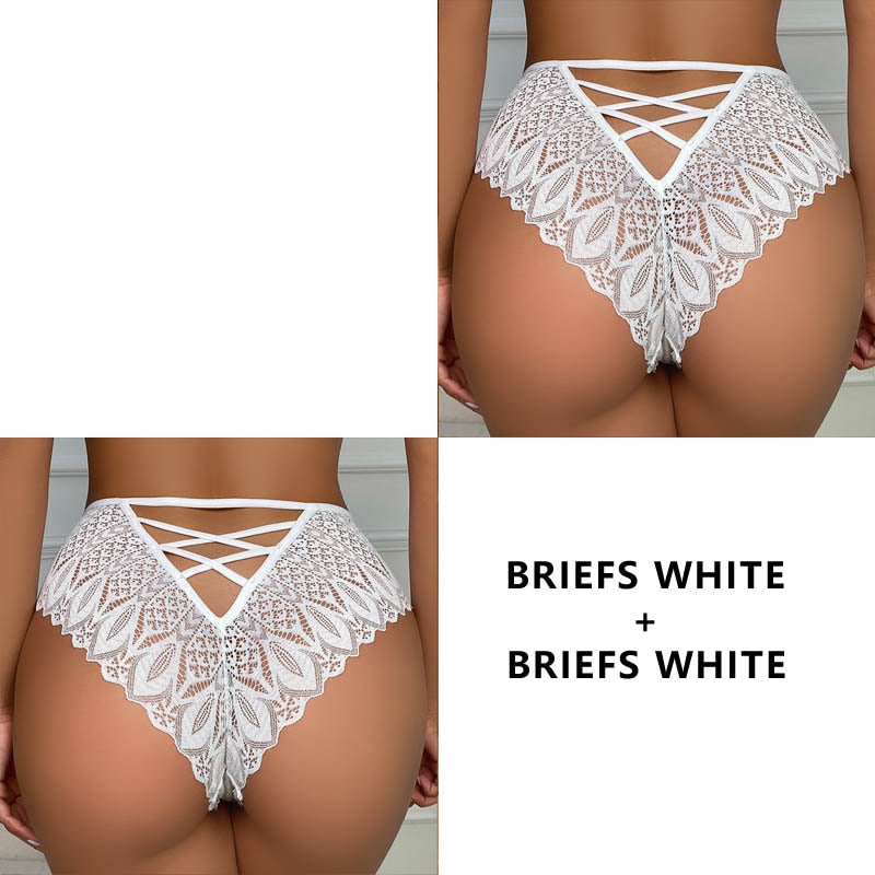 2 Teile/satz Neue Höschen Spitze Unterwäsche Low-Waist Slips Aushöhlen G String Unterhose Stickerei Weibliche Dessous