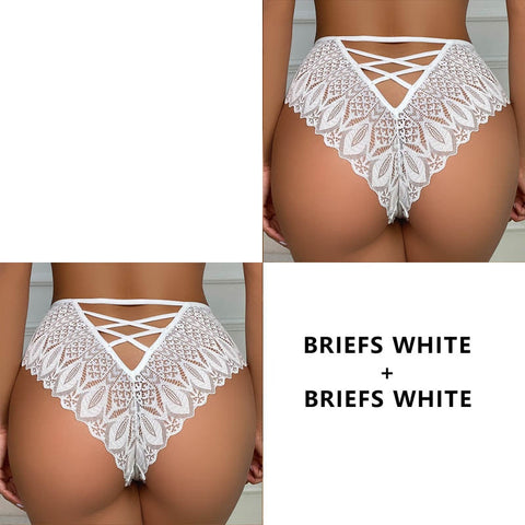 2PCS/Set New Panties Lace Underwear Low-Waist Briefs Hollow Out G String Underpant Embroidery Female Lingerie