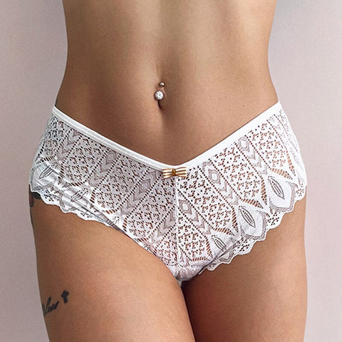 2PCS/Set New Panties Lace Underwear Low-Waist Briefs Hollow Out G String Underpant Embroidery Female Lingerie