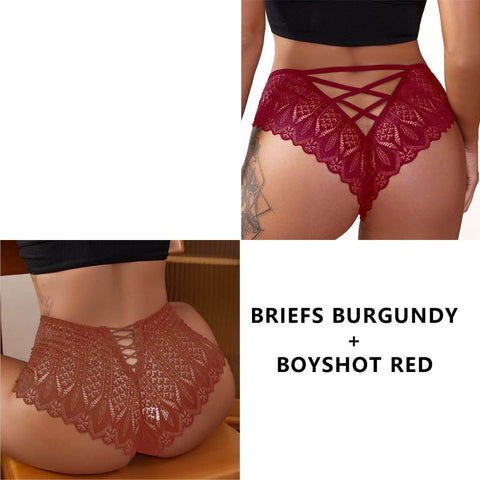 2PCS/Set New Panties Lace Underwear Low-Waist Briefs Hollow Out G String Underpant Embroidery Female Lingerie