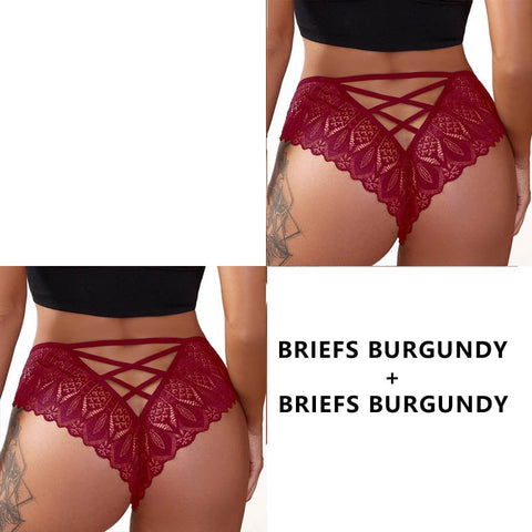 2PCS/Set New Panties Lace Underwear Low-Waist Briefs Hollow Out G String Underpant Embroidery Female Lingerie