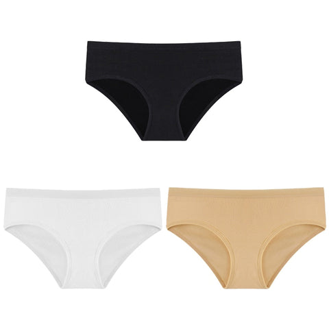 3PCS/Set Panties Underwear Solid Color Briefs Low-Rise Soft Panty Underpants Female Lingerie