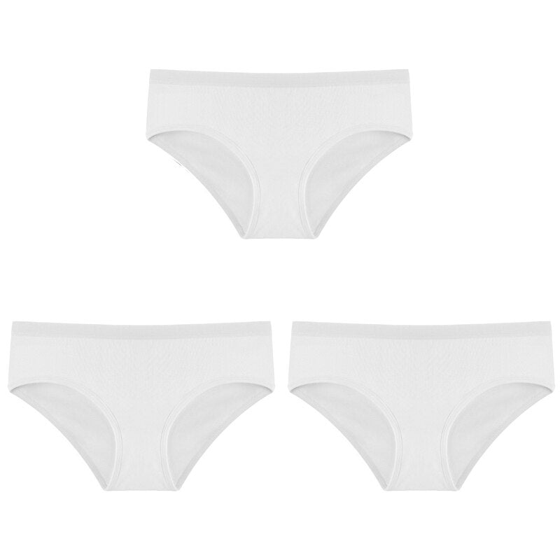 3PCS/Set Panties Underwear Solid Color Briefs Low-Rise Soft Panty Underpants Female Lingerie