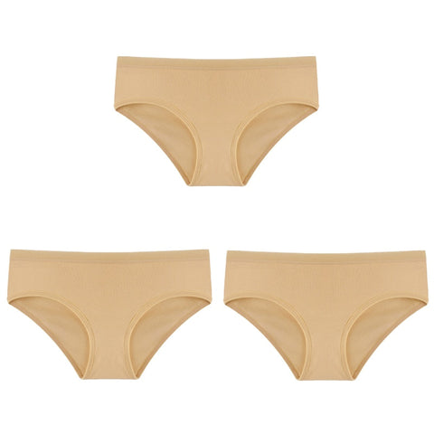 3PCS/Set Panties Underwear Solid Color Briefs Low-Rise Soft Panty Underpants Female Lingerie