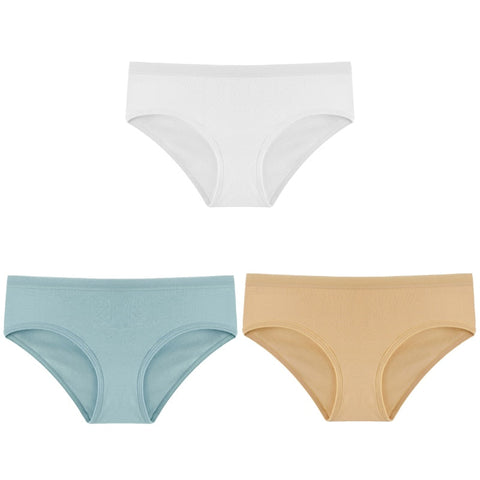 3PCS/Set Panties Underwear Solid Color Briefs Low-Rise Soft Panty Underpants Female Lingerie