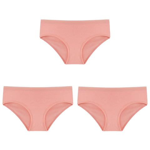 3PCS/Set Panties Underwear Solid Color Briefs Low-Rise Soft Panty Underpants Female Lingerie