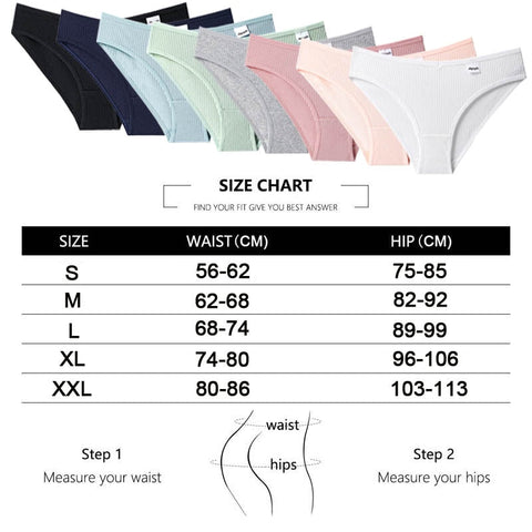 3PCS/Set Panties Striped Underwear Solid Color Briefs Low-Rise Soft Panty Underpants Female Lingerie