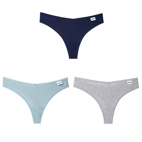 3Pcs/Lot V Waist Cotton G-String Thong Panties String Underwear Briefs Lingerie Underpant Low-Rise Ladies Intimate