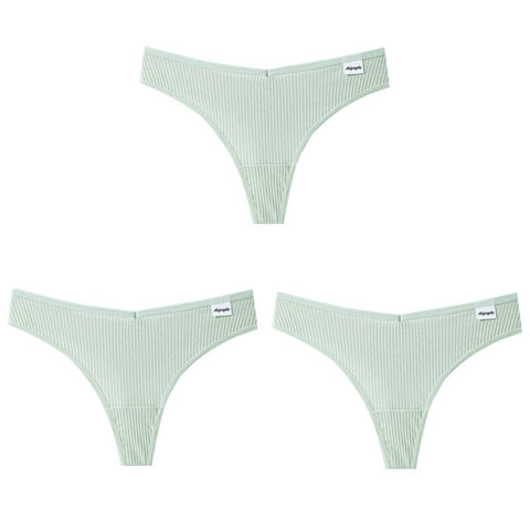 3Pcs/Lot V Waist Cotton G-String Thong Panties String Underwear Briefs Lingerie Underpant Low-Rise Ladies Intimate