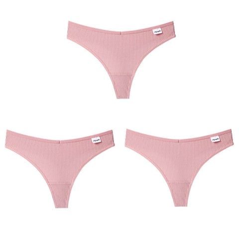 3Pcs/Lot V Waist Cotton G-String Thong Panties String Underwear Briefs Lingerie Underpant Low-Rise Ladies Intimate