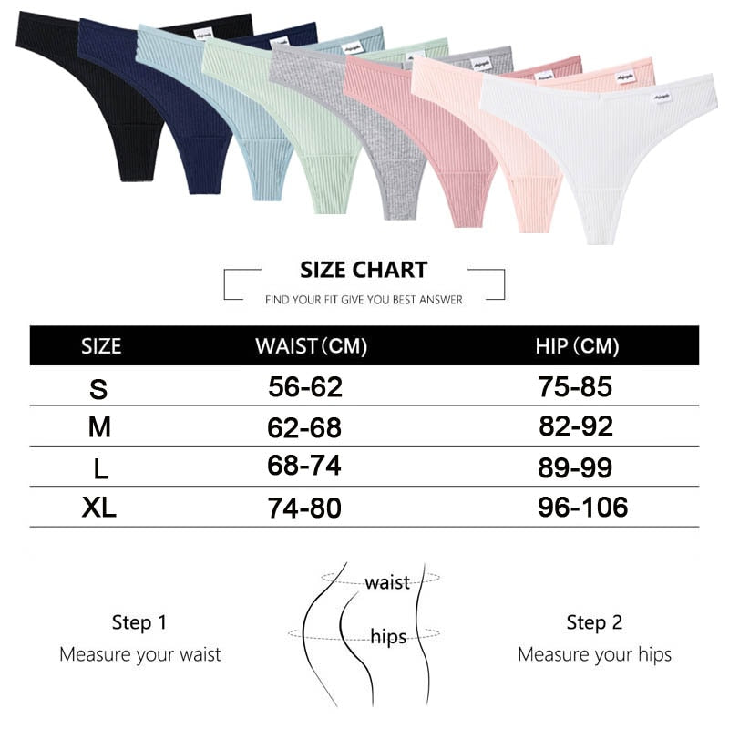 3Pcs/Lot V Waist Cotton G-String Thong Panties String Underwear Briefs Lingerie Underpant Low-Rise Ladies Intimate