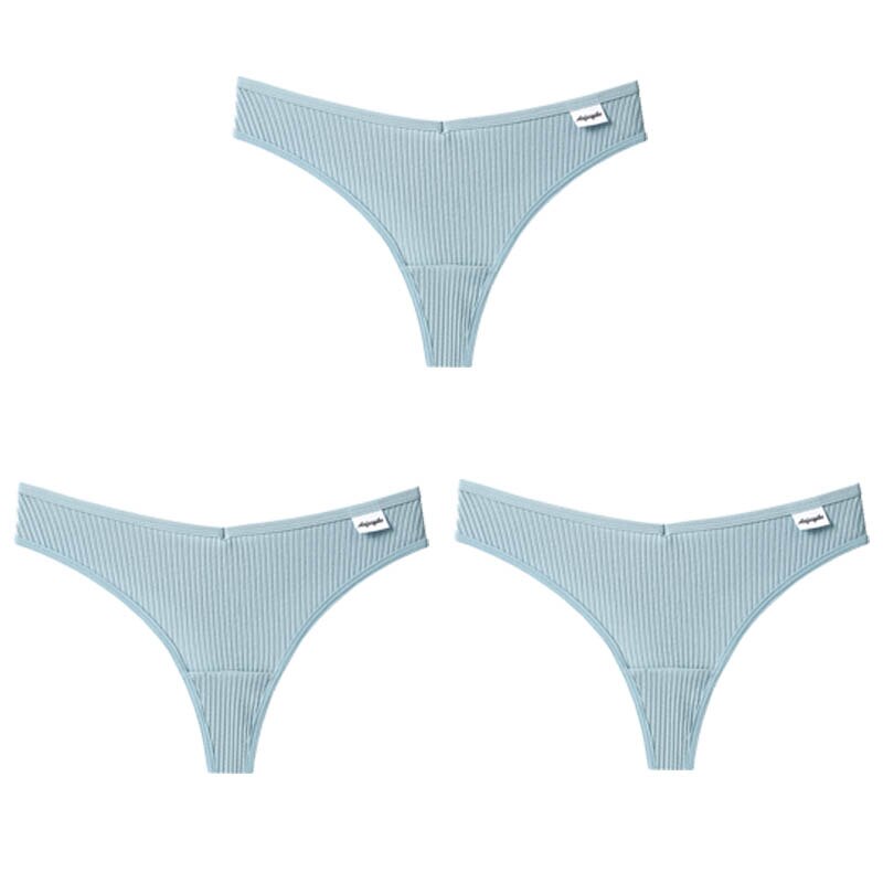 3Pcs/Lot V Waist Cotton G-String Thong Panties String Underwear Briefs Lingerie Underpant Low-Rise Ladies Intimate