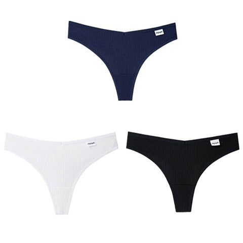 3Pcs/Lot V Waist Cotton G-String Thong Panties String Underwear Briefs Lingerie Underpant Low-Rise Ladies Intimate