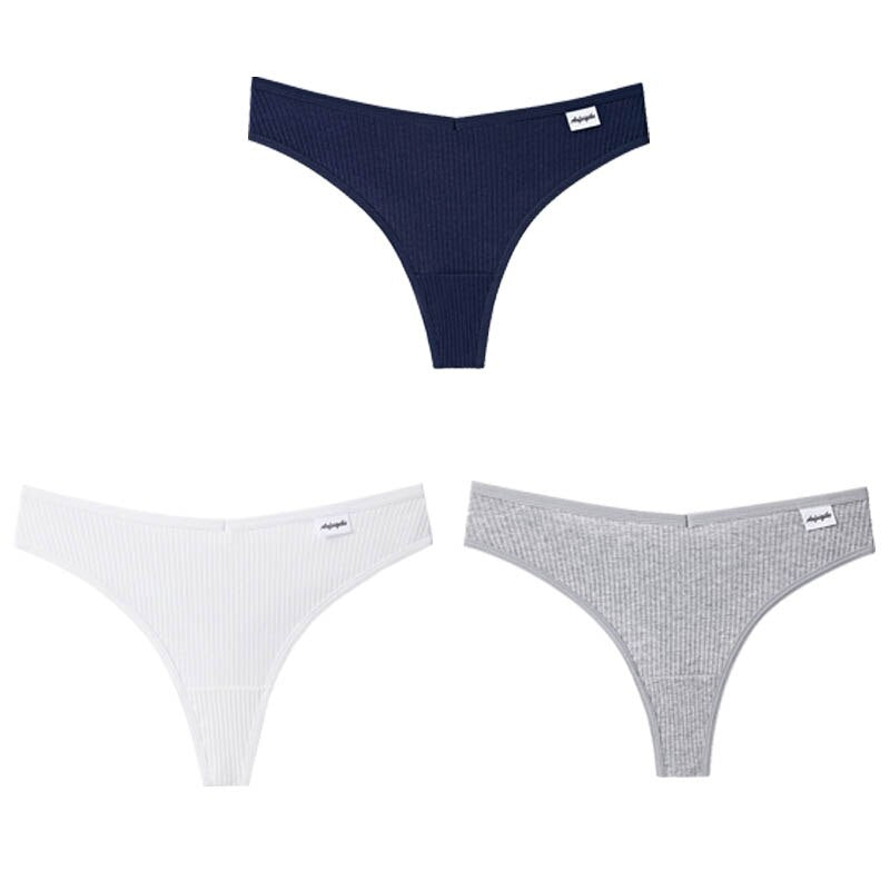 3Pcs/Lot V Waist Cotton G-String Thong Panties String Underwear Briefs Lingerie Underpant Low-Rise Ladies Intimate