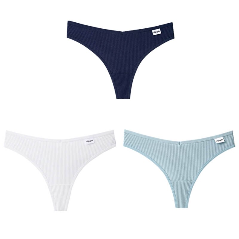 3Pcs/Lot V Waist Cotton G-String Thong Panties String Underwear Briefs Lingerie Underpant Low-Rise Ladies Intimate