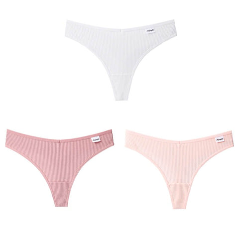 3Pcs/Lot V Waist Cotton G-String Thong Panties String Underwear Briefs Lingerie Underpant Low-Rise Ladies Intimate