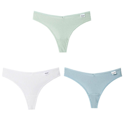 3Pcs/Lot V Waist Cotton G-String Thong Panties String Underwear Briefs Lingerie Underpant Low-Rise Ladies Intimate