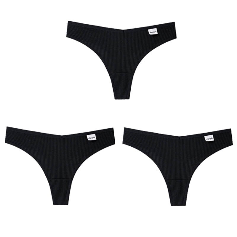 3Pcs/Lot V Waist Cotton G-String Thong Panties String Underwear Briefs Lingerie Underpant Low-Rise Ladies Intimate