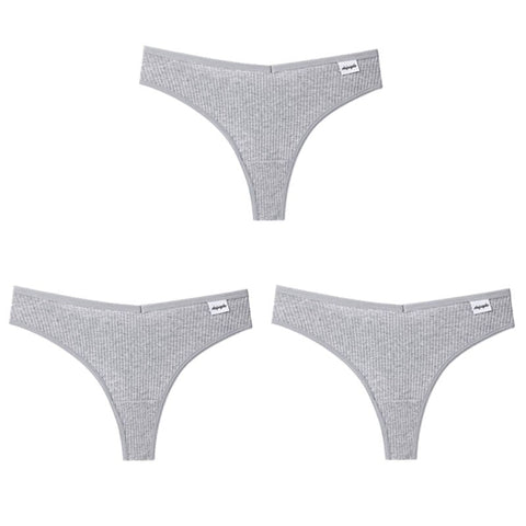 3Pcs/Lot V Waist Cotton G-String Thong Panties String Underwear Briefs Lingerie Underpant Low-Rise Ladies Intimate