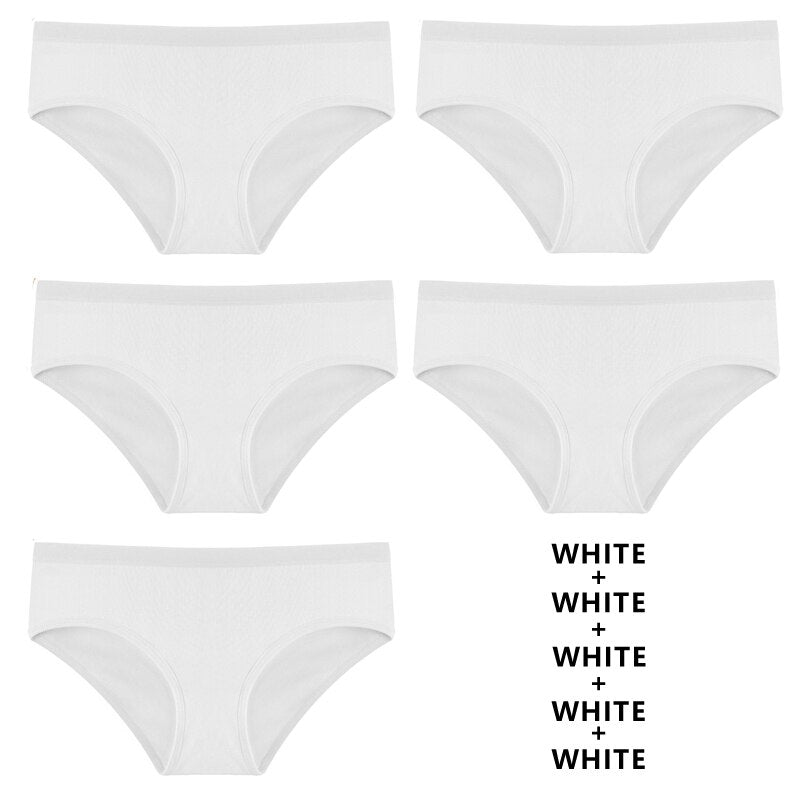 5PCS Set Panties Cotton Underwear Solid Color Briefs Girls Low-Rise Soft Panty Underpants Female Lingerie